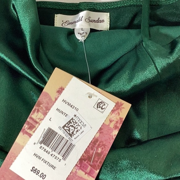 HONEY AND ROSIE SQUARE NECK STRETCH SATIN FAUX-WRAP - Picture 8 of 9